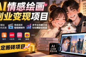 AI情感绘画副业变现项目|零基础手机实操,情感搞笑短视频制作,多平台流量分成轻松賺副业收益