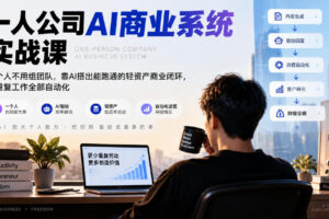 一人公司AI商业系统实战课,一个人不用组团队,靠AI搭出能跑通的轻资产商业闭环,把重复工作全部自动化