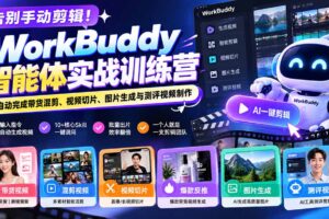 (20908期)告别手动剪辑!WorkBuddy智能体实战训练营:AI自动完成带货混剪、视频切片、图片生成与测评视频制作