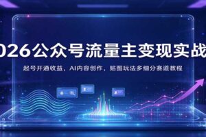 2026公众号流量主变现实战课：起号开通收益，AI内容创作，贴图玩法多细分赛道教程