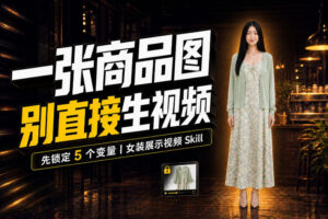 女装AI视频总翻车？问题不在提示词，女装展示视频Skill先锁定5个变量！