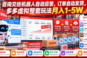 咨询交给机器人自动应答，订单自动发货，多多虚拟整套玩法月入1-5W【揭秘】