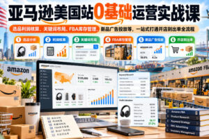 亚马逊美国站0基础运营实战课｜选品利润核算、关键词布局、FBA库存管理、新品广告投放等，一站式打通开店到出单全流程