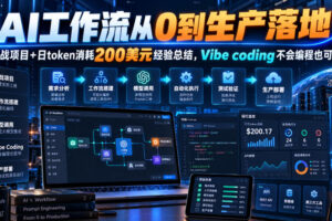 AI工作流从0到生产落地，实战项目+日token消耗200美刀经验总结，Vibe coding不会编程也可以学