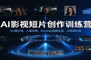 AI影视短片创作训练营：MJ提示词，人像控图，Runway视频生成，AI剪辑实操