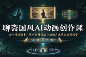 聊斋国风AI动画创作课：文本改编剧本，资产素材搭建与AI短片生成全流程教学
