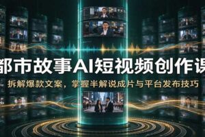 都市故事AI短视频创作课：拆解爆款文案，掌握半解说成片与平台发布技巧