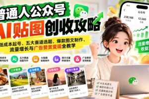 （20972期）普通人公众号AI贴图创收攻略：低成本起号、五大赛道选题、爆款图文制作、流量增长与广告赞赏变现全教学