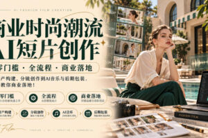 商业时尚潮流AI短片创作|零门槛・全流程・商业落地,从资产构建、分镜创作到AI音乐与后期包装,直接教你商业落地!