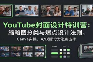YouTube封面设计特训营：缩略图分类与爆点设计法则，Canva实操，A/B测试优化点击率