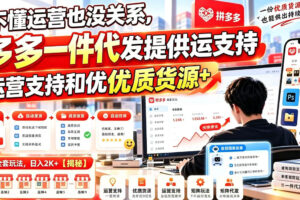 不懂运营也没关系，多多一件代发提供运营支持和优质货源，矩阵全套玩法，日入2K+【揭秘】